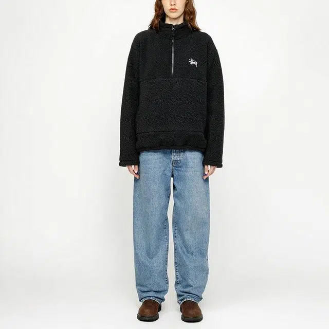 Stussy SS24 POLAR FLEECE HALF ZIP MOCK NECK Logo
