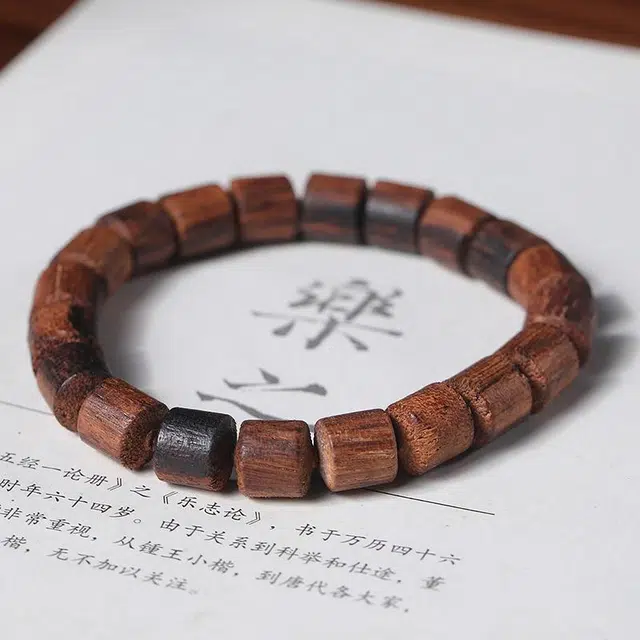 鶄鲤 国潮老料桶珠 降真香 手串 男女同款情侣款