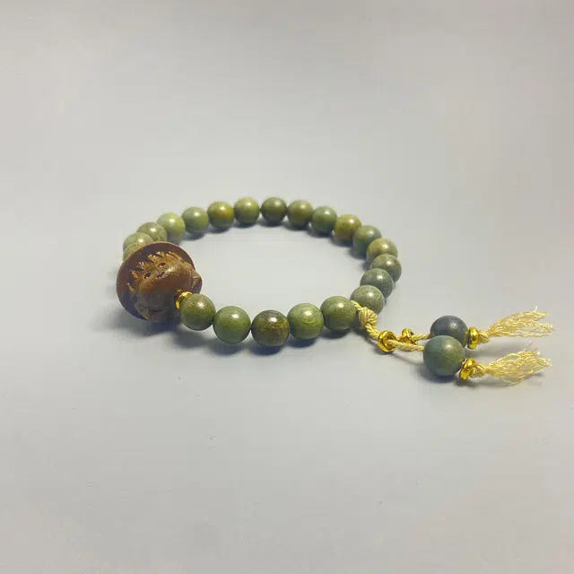 耳玺 手工精雕中式国潮小众设计感古风木质文玩佛珠盘玩佩戴好运招财纳福转运念珠 绿檀 手串 男女同款情侣款