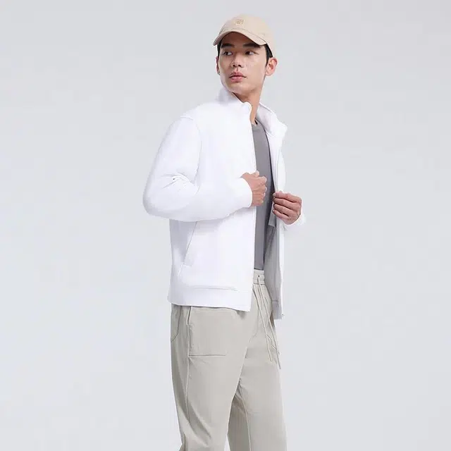 美特斯邦威 宽松百搭舒适开衫字母纯色长袖卫衣 男款