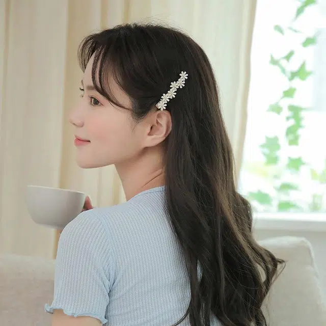 沂茹 法式时尚气质珍珠格桑花边夹 人造水晶 发夹 女款