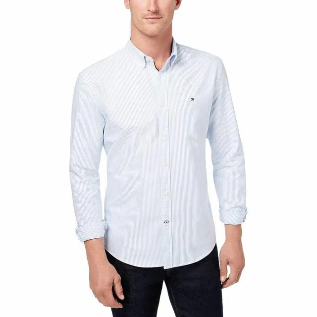 Tommy Hilfiger Regular Fit Stripe Stretch Oxford Shirt Shirts Provence