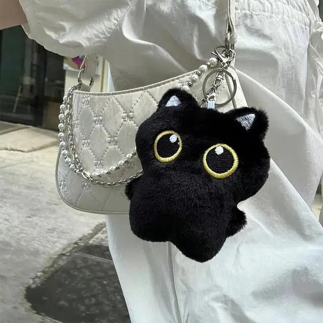 零界 小黑猫公仔 可爱煤球 萌萌少女心 百搭钥匙 包包挂饰 毛绒 挂件 男女同款情侣款