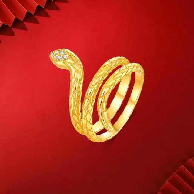 赛菲尔 灵蛇佑福 新中式国潮精致优雅高级感小众缠绕多圈 本命年生肖蛇路路通 #好运 合金 戒指 男女同款情侣款