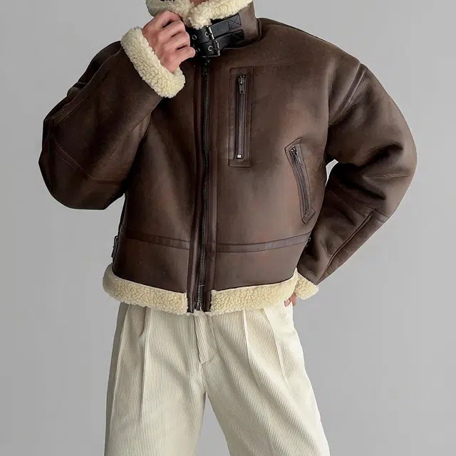 我是大卫 复古纯色百搭简约翻领夹克外套 男女同款 棕色