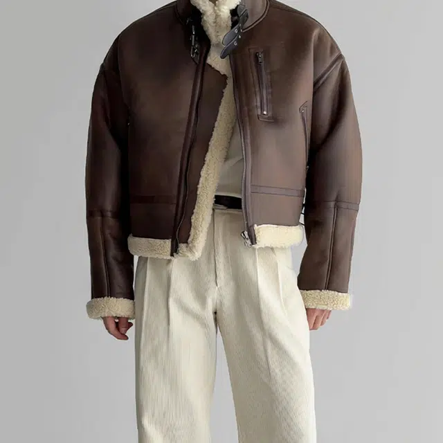 我是大卫 复古纯色百搭简约翻领夹克外套 男女同款 棕色