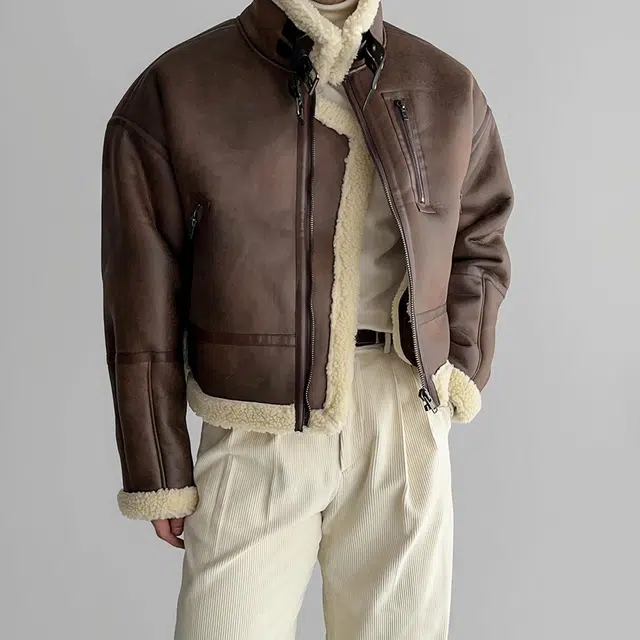 我是大卫 复古纯色百搭简约翻领夹克外套 男女同款 棕色