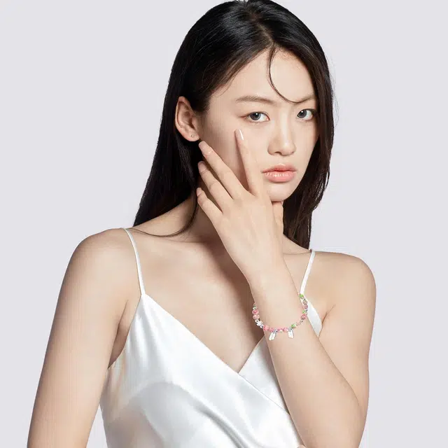 老银坊 樱花少女方牌 小清新粉色系少女心珠串 新中式国风国潮风百搭 铜合金 手串 女款
