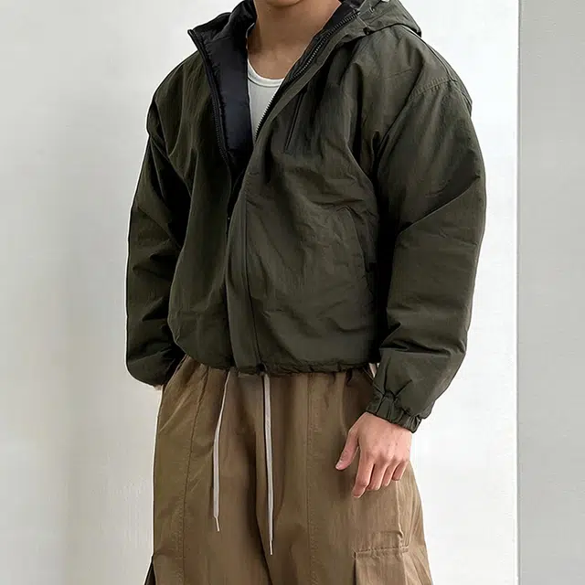 我是大卫 短款防寒保暖复古个性加厚棉服 男女同款 军绿色