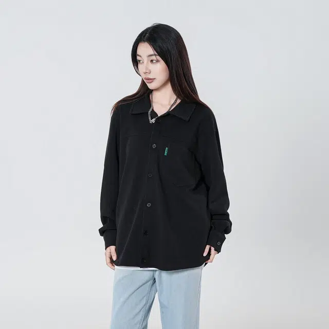 敦煌博物馆 美式简约纯色户外宽松休闲百搭华夫格重磅长袖衬衫款翻领夹克外套 男女同款