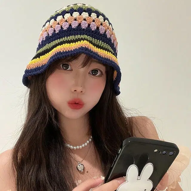 优幽兰 韩系透气大头围显脸小遮阳时尚出游文艺撞色高级感百搭防晒盆帽素颜遮脸 腈纶 聚酯纤维 渔夫帽 女款