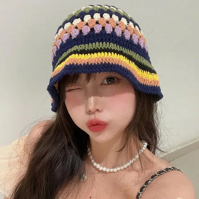 优幽兰 韩系透气大头围显脸小遮阳时尚出游文艺撞色高级感百搭防晒盆帽素颜遮脸 腈纶 聚酯纤维 渔夫帽 女款