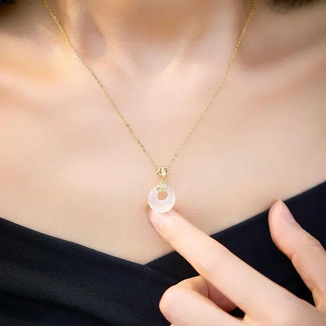 金师傅 祥云如意福牌转运成功上岸新中式中国风好运 玉髓 项链 男女同款情侣款