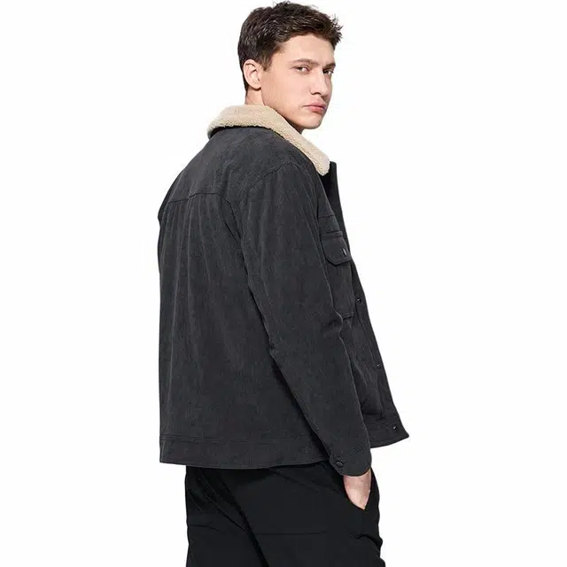 与狼共舞 休闲百搭加绒保暖翻领长袖夹克外套 男款