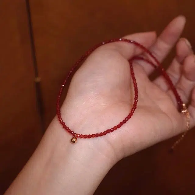 龙弗 【红红火火】鸿运当头开运纳福时来运转 复古轻奢切面 玛瑙 项链 女款