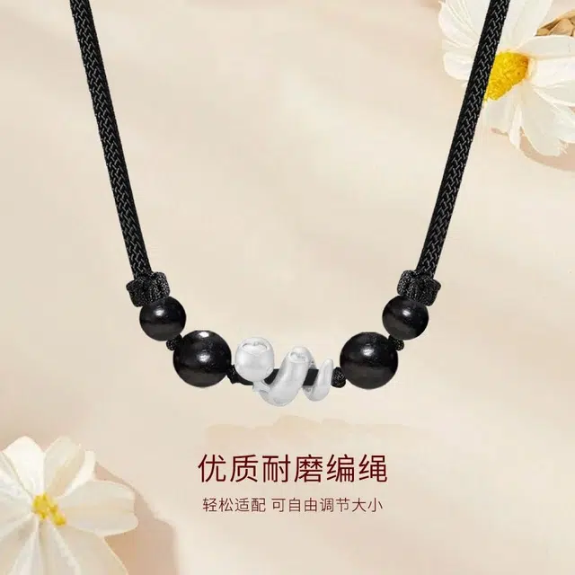 【S999纯银】 金师傅 好运卷卷蛇锁骨链 轻奢时尚招财纳福吞金十二生肖本命年招桃花#好运 檀木 足银项链 男女同款情侣款