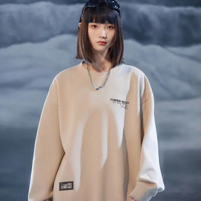 三体 问题系列 美式复古简约基础休闲宽松百搭圆领套头重磅保暖高街潮牌时尚学生多巴胺个性纯色舒适日常长袖卫衣 男女同款