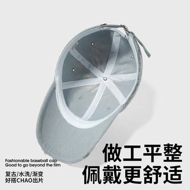 南极人 美式复古渐变字母刺绣深顶宽帽檐显脸小遮阳棒球帽加大加深透气 轻薄款 鸭舌帽 男女同款情侣款