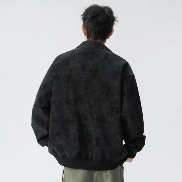 王者荣耀 标语款 美式复古简约纯色休闲宽松百搭翻领夹克外套 男女同款
