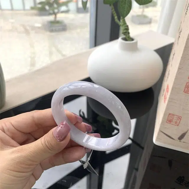 翠亨祥 淡紫 大气气质 糯种 翡翠手镯 女款