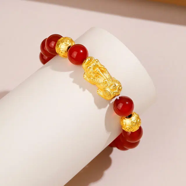 【耀眼出彩】 老凤祥 貔貅送福招财进宝#好运 新国风复古国潮转运珠小众时尚简约百搭 玛瑙 玉石手串 男女同款情侣款