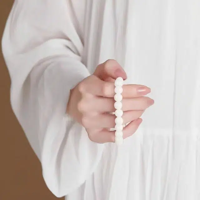九华山 单圈佛珠盘玩东方美学好运 白玉菩提 手串 男女同款情侣款