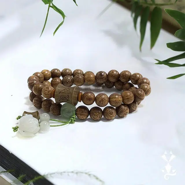 岁月静好 新中式复古创意文玩盘玩手饰转运佛珠 古风双圈森系温柔甜美古色古韵 财源滚滚#好运 金丝檀木 手串 男女同款情侣款