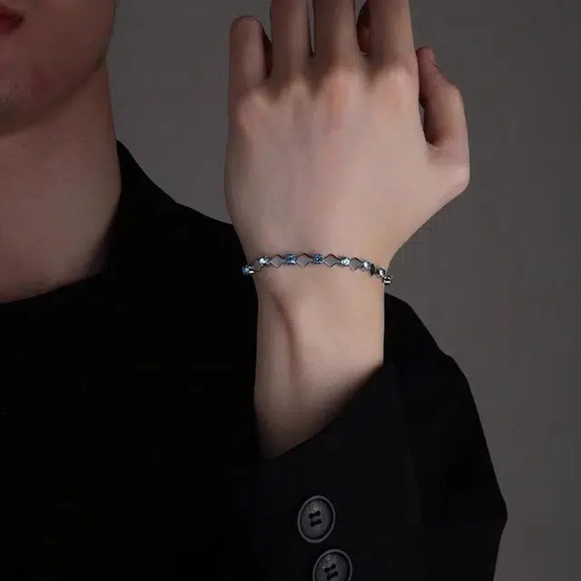 永恒旋律 简约菱形复古轻奢高级感小众设计 欧美痞帅冷淡风百搭日常通勤手饰 钛钢 手链 男女同款情侣款