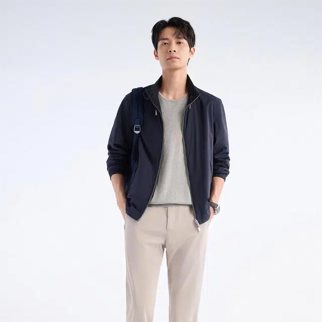 九牧王男裤专家 轻盈防泼时尚轻便简约休闲百搭日常通勤立领防泼夹克外套 男款