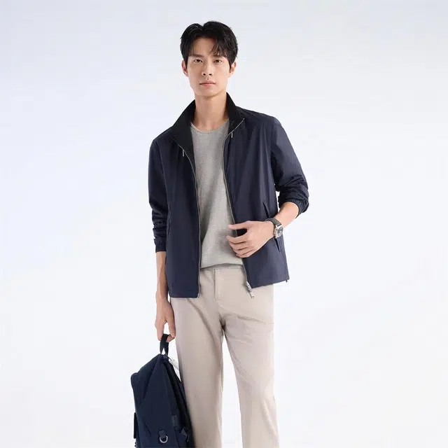九牧王男裤专家 轻盈防泼时尚轻便简约休闲百搭日常通勤立领防泼夹克外套 男款