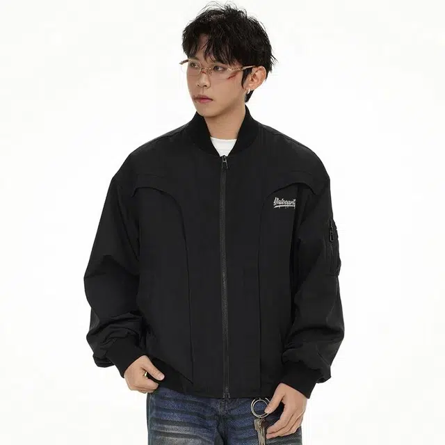 雅鹿 飞行员美式纯色潮流时尚舒适休闲宽松百搭夹克外套 男女同款 黑色