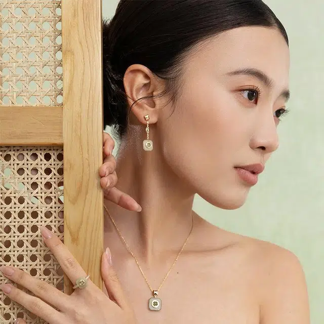 宫主 平安扣 耳环 青玉 女款
