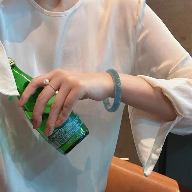 一世倾 新中式国潮清润冰透库里蓝轻奢精致创意设计高级感小众简约甜蜜饰爱轻奢通勤百搭必备好运 玛瑙 手镯 男女同款情侣款