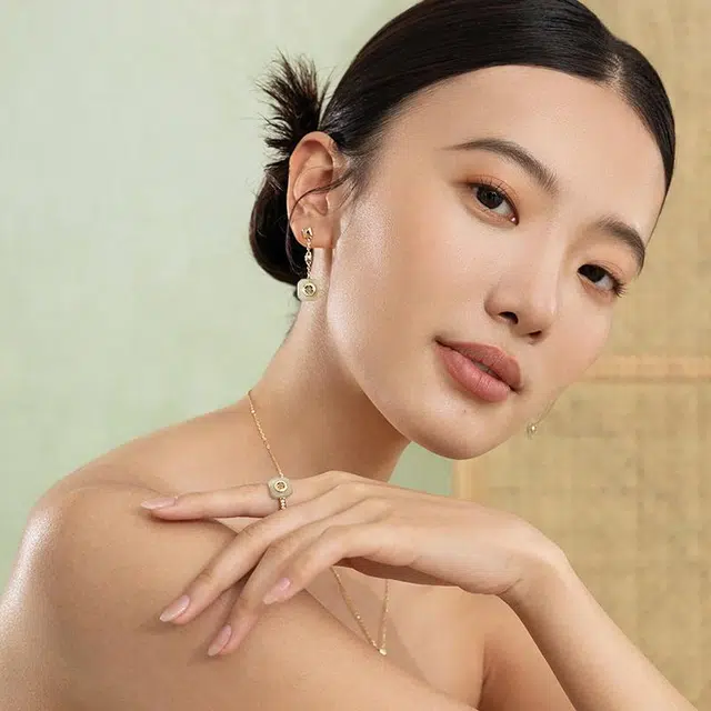 宫主 平安扣 耳环 青玉 女款