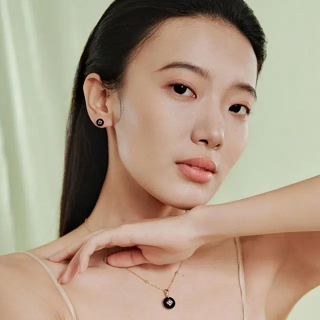 宫主 平安扣 玛瑙 耳钉 女款