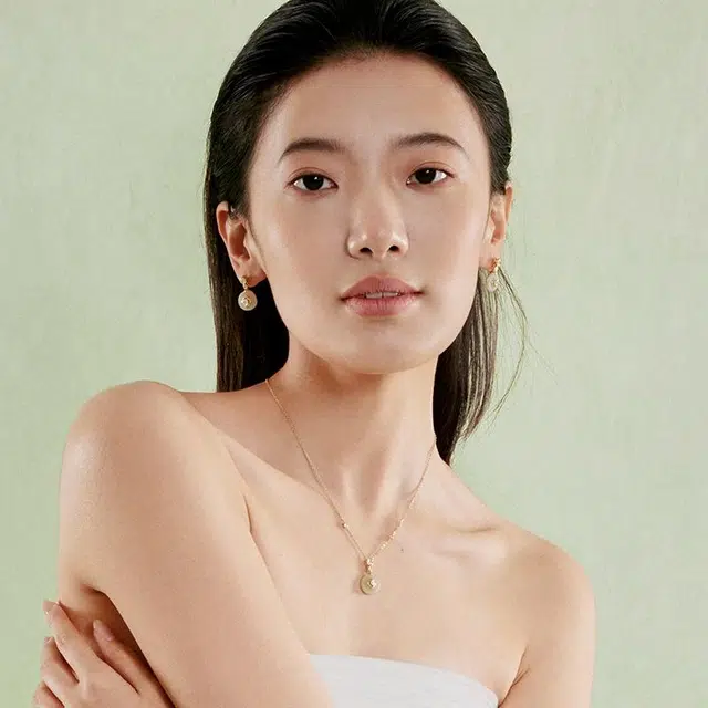 宫主 圆满平安扣 耳环 青玉 女款