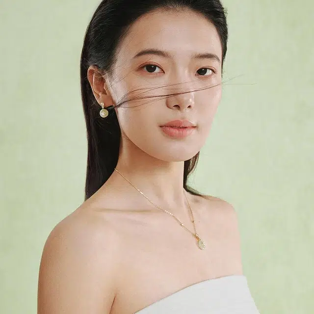 宫主 圆满平安扣 耳环 青玉 女款