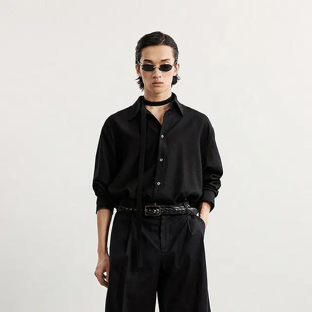 速写 纯色宽松日常简约休闲长袖衬衫 男款