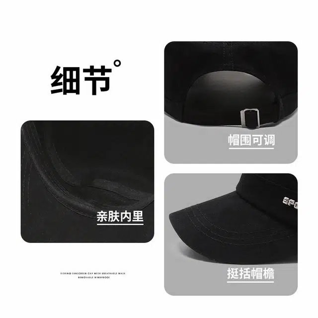 浪莎 中老年帽子透气短檐平顶光头遮阳防晒户外钓鱼登山运动透气亲肤太阳帽可调节 聚酯纤维 鸭舌帽 男款