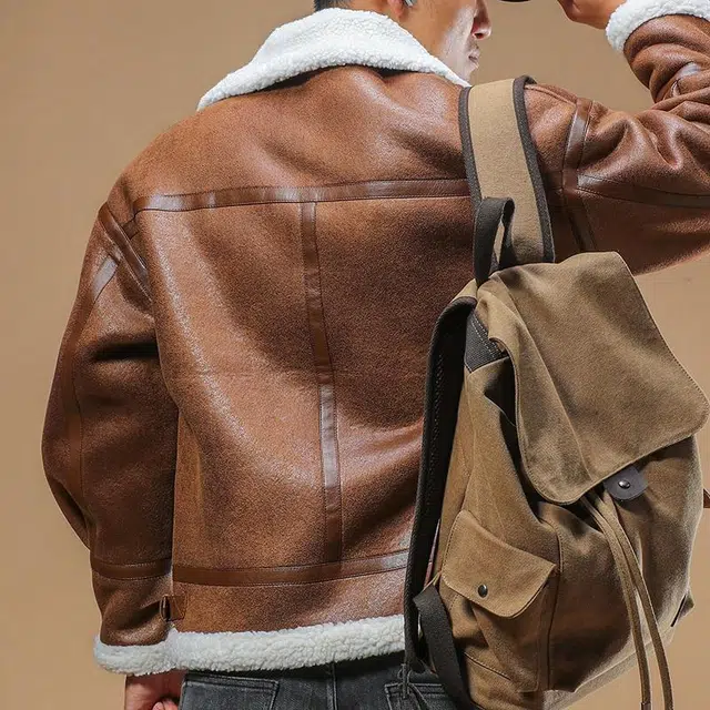 季言 超厚羊羔绒皮毛一体加绒保暖翻领棉服 男款