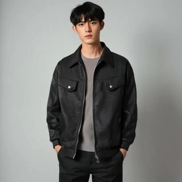 雅鹿 复古高街通勤百搭工装多口袋水洗做旧休闲翻领宽松教练皮夹克外套 男女同款
