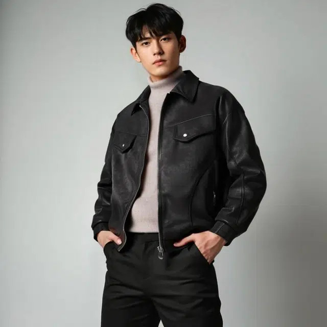 雅鹿 复古高街通勤百搭工装多口袋水洗做旧休闲翻领宽松教练皮夹克外套 男女同款