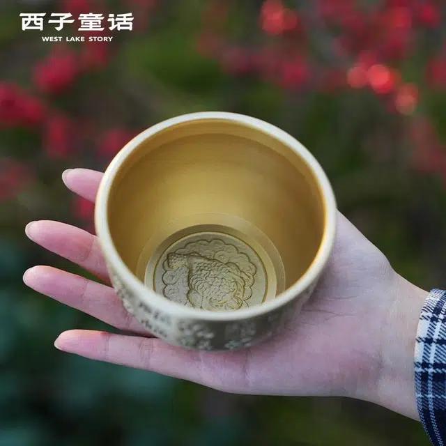 【灵隠景区直发  已过香】 西子童话 百福缸招财聚财聚宝盆办公桌面 黄铜 玄关摆件 男女同款情侣款