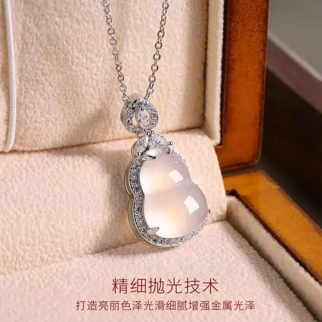 【S925银】 金师傅 福禄葫芦锁骨链 招财纳福新中式国潮冰透时尚精致气质优雅简约百搭清冷感 小众轻奢高级感#好运 玉髓 玉石项链 女款
