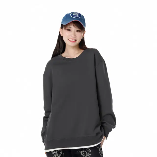 双星八特 纯色休闲百搭加绒圆领卫衣 男女同款