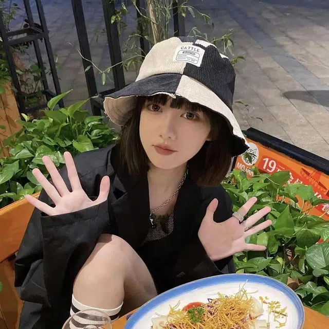 优莲茵 欧美时尚拼色贴布街头风百搭盆帽潮流创意款 棉 渔夫帽 男女同款情侣款