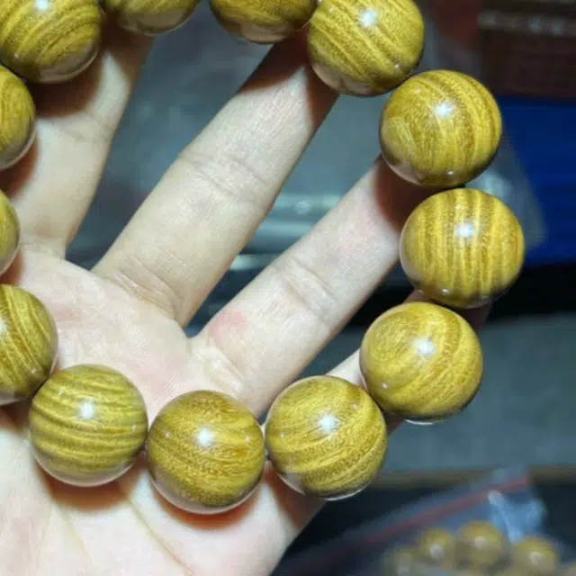 吉千年 【顺丰包邮】新中式复古潮流风 好运 平安顺遂 招财进宝【收藏级】水波纹 绿檀 手串 男女同款情侣款