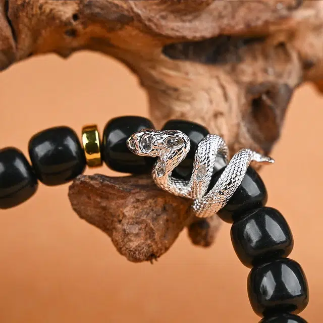 天纵 【蛇舞启新程】天纵本命年灵蛇纳福好运小众设计 新中式国潮百搭文玩佛珠高级黑幸运 菩提子/菩提籽 手串 男女同款情侣款