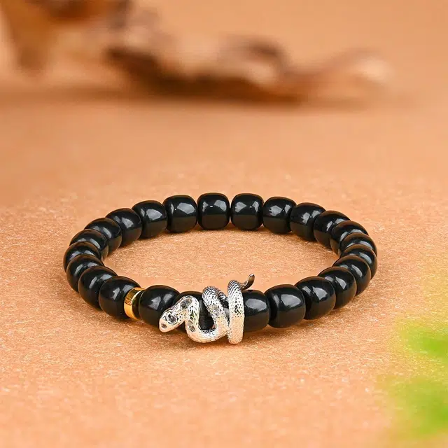天纵 【蛇舞启新程】天纵本命年灵蛇纳福好运小众设计 新中式国潮百搭文玩佛珠高级黑幸运 菩提子/菩提籽 手串 男女同款情侣款