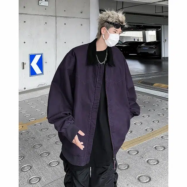 雅鹿 宽松休闲纯色飞行员教练翻领百搭长袖夹克外套 男女同款